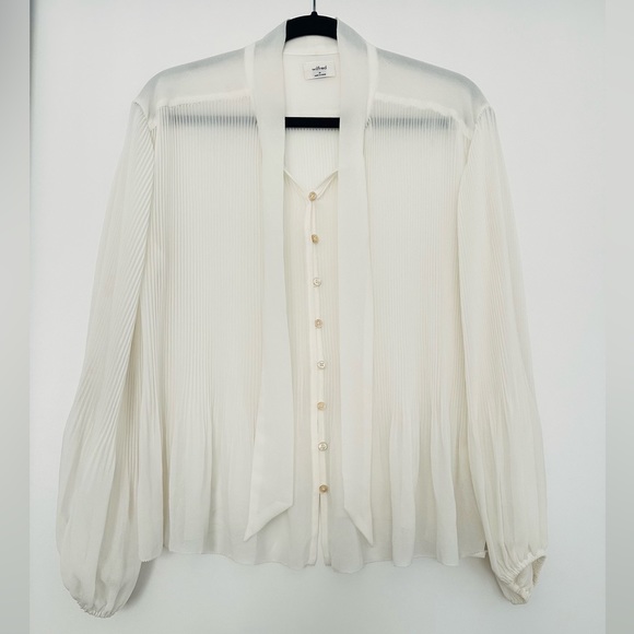 Aritzia Wilfred Cream Neck-Tie Blouse in Size Medium - Picture 2 of 3